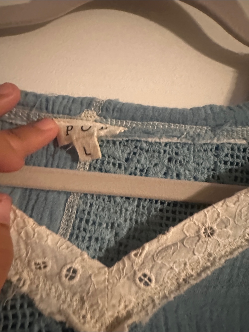 POL Blue and Cream Lace Peasant Tunic - Picture 8 of 8